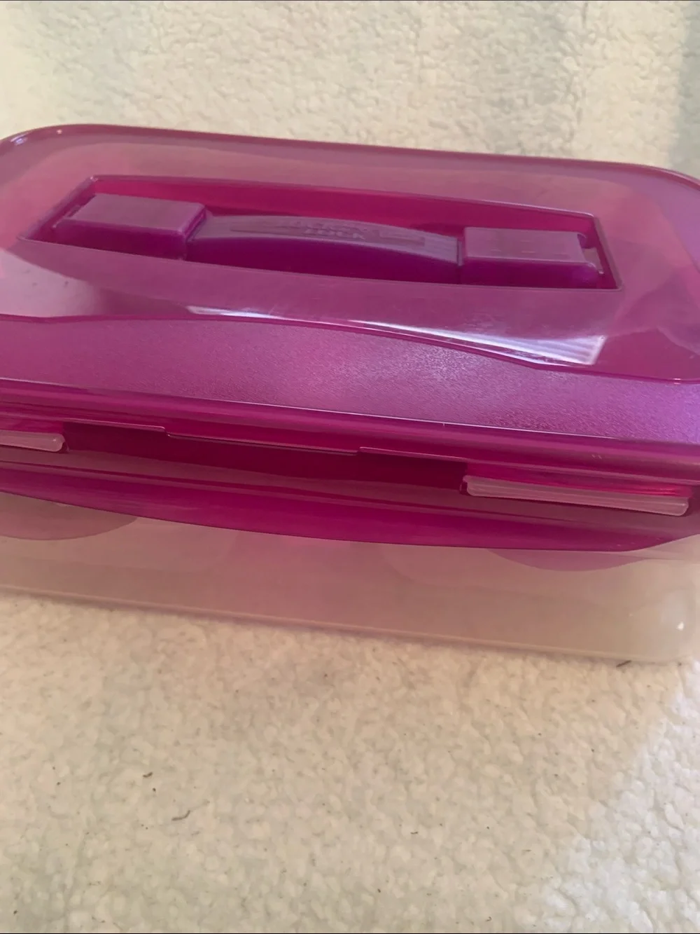 Stackable Pink Plastic Storage Box with Carry Handle 8pc with lids